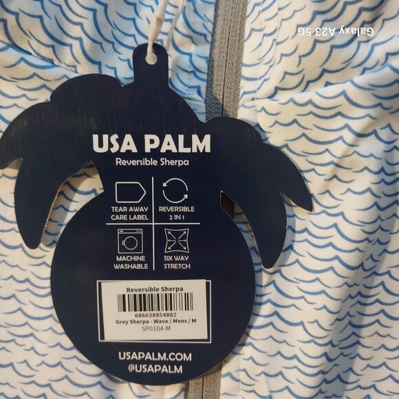 USA Palm Reversible Sherpa Pullover Jacket Wave Pattern Medium Cozycore Classic - Picture 2 of 4